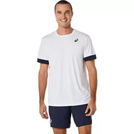 Koszulki i topy damskie - ASICS 2041A255-102 Men Court SS Top T-Shirt Men's Brilliant White/Midnight L, Brilliant White/Midnight, L - miniaturka - grafika 1