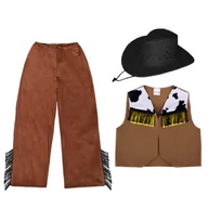 Stroje karnawałowe - ZESTAW KOWBOJ BRĄZOWY 116-128 3el - miniaturka - grafika 1