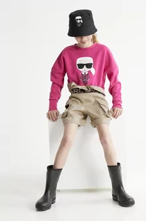 Bluzy damskie - Karl Lagerfeld bluza dziecięca kolor różowy z nadrukiem - grafika 1