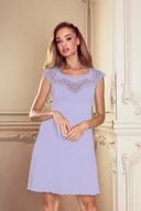 Bielizna nocna - Koszula nocna damska z krótkim rękawem i koronką Omena Eldar fioletowa  M - miniaturka - grafika 1