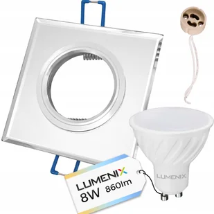 Zestaw Led GU10 8W Oprawa halogen Szkło Kwadrat - Oprawy, klosze i abażury - miniaturka - grafika 1