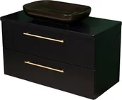 Szafki łazienkowe - Szafka łazienkowa czarna wisząca z umywalką 100/48C Negra - miniaturka - grafika 1