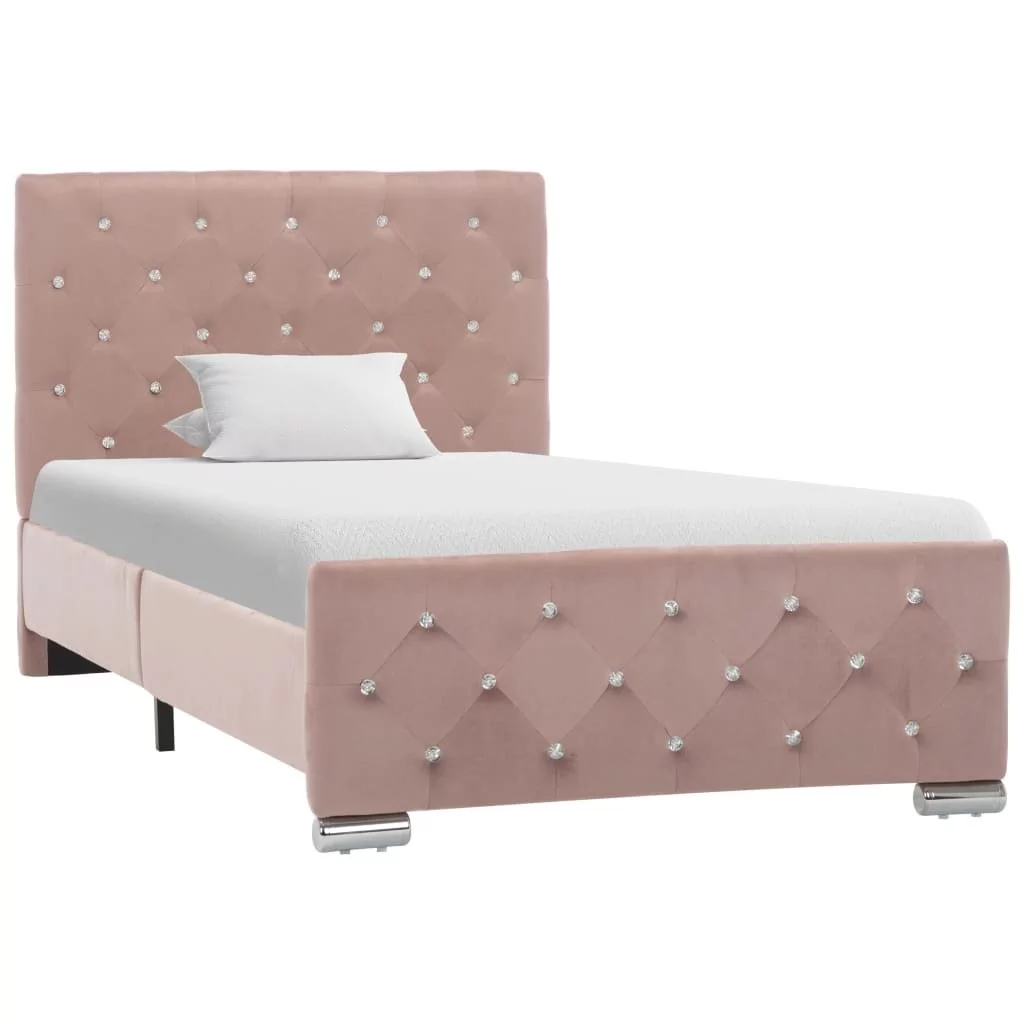 vidaXL Rama łóżka, różowa, tapicerowana tkaniną, 90 x 200 cm