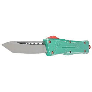 Nóż automatyczny OTF Microtech Combat Troodon T/E Bounty Hunter Signature Distressed Green Aluminium, Apocalyptic M390 by Tony Marfione (144-10BH) - Noże - miniaturka - grafika 2