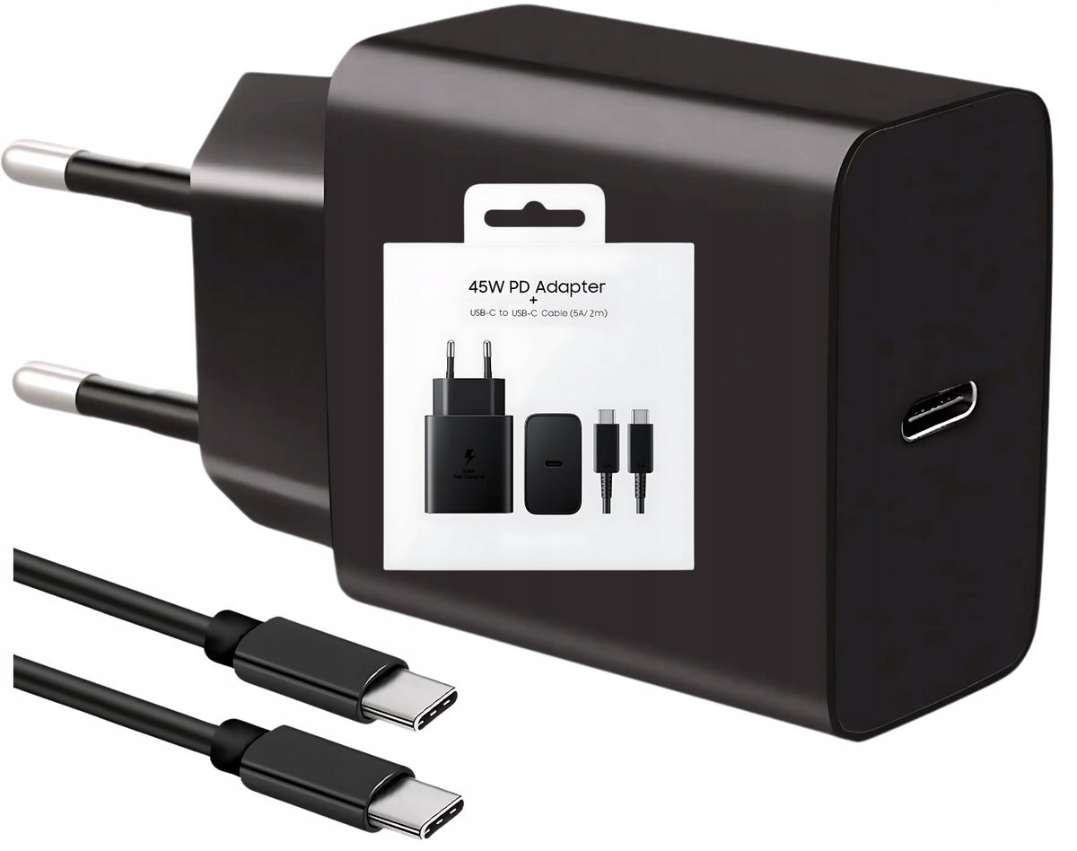 Szybka ładowarka USB-C PD 45W z kablem 2m Kompatybilna Fast Charge PD Q