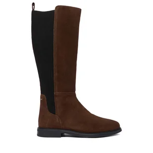 Kozaki Tommy Hilfiger Flag FW0FW08779 Brązowy - Kozaki damskie - miniaturka - grafika 1