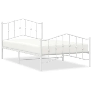 Metalowa rama łóżka z wezgłowiem i zanóżkiem, biała, 100x200 cm Lumarko! - Łóżka - miniaturka - grafika 3