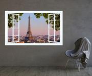 Naklejki na ścianę - Naklejka Okno 3D: Wieża Eiffla 100x60 - miniaturka - grafika 1