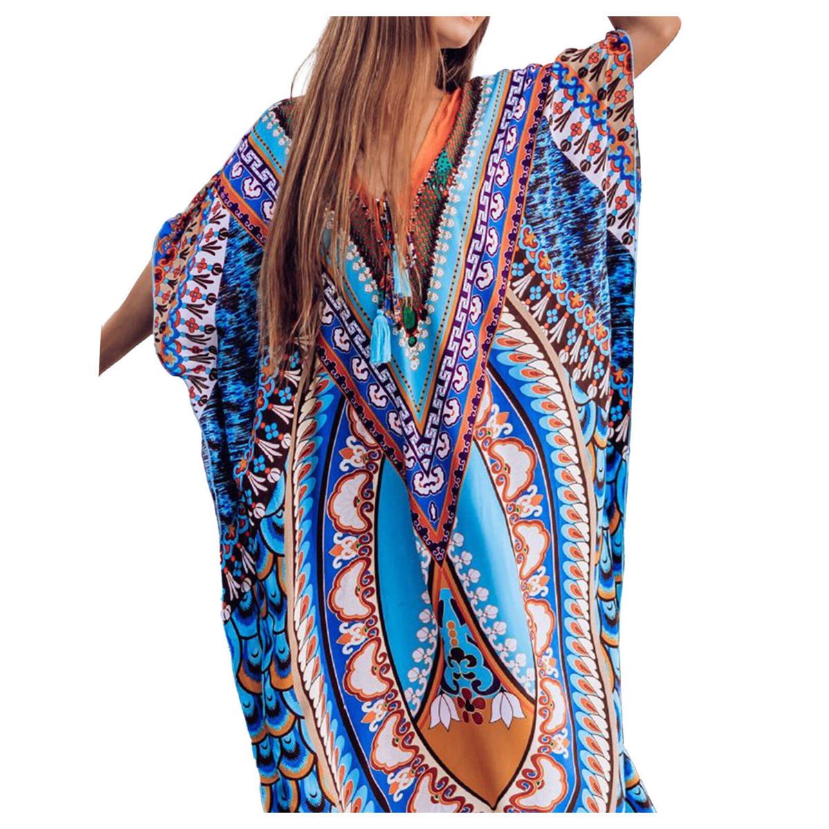 Pareo długa narzutka plażowa tunika sukienka z paskiem