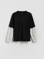 Bluzki dla chłopców - Reserved - Bawełniany longsleeve - czarny - miniaturka - grafika 1