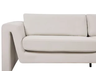 Sofa welurowa jasnobeżowa MAUNU - Sofy i kanapy - miniaturka - grafika 6