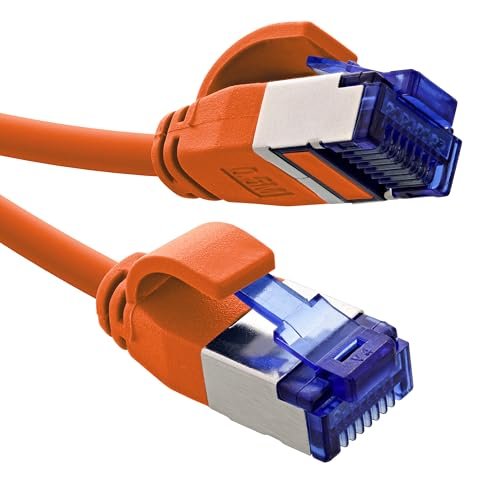 InLine® Kabel krosowy Slim, Cat.6A, S/FTP, TPE (LSZH) elastyczny, PoE, miedź (CU), LAN, Ethernet, kabel sieciowy, RJ45 Gigabit, pomarańczowy, 7,5 m, 74907O
