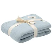 Koce i narzuty dla dzieci - BIBS MUSLIN SWADDLE Kocyk muślinowy 100% ORGANIC COTTON BABY BLUE 120 x 120 cm - miniaturka - grafika 1
