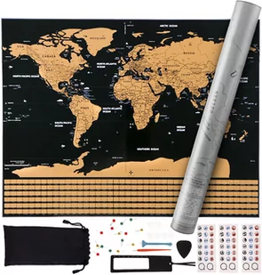 Mapa Świata Zdrapka dla Podróżnika Flagi Akcesoria MALATEC - Plakaty - miniaturka - grafika 1
