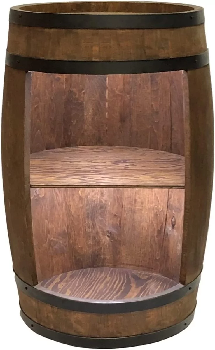 Rustykalna drewniana beczka barek z półką i 80cm. Szafka z drewna bukowego
