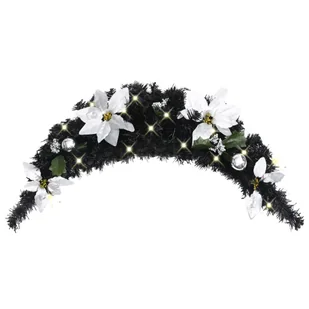 vidaXL Łuk świąteczny z girlandą i lampkami LED, czarny, 90 cm, PVC - Oświetlenie świąteczne - miniaturka - grafika 1