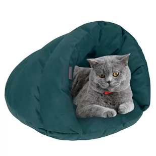 Domek Dla Kota Budka Zimowe Legowisko S 45 cm Welur VELVET - Zielony - Legowiska dla kotów - miniaturka - grafika 1