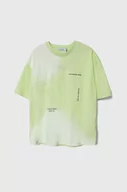 Koszulki dla chłopców - Calvin Klein Jeans t-shirt bawełniany dziecięcy kolor zielony wzorzysty - miniaturka - grafika 1