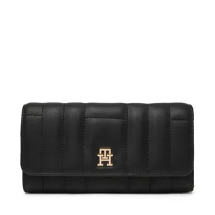 Duży Portfel Damski Tommy Hilfiger Feminine Lrg Flap AW0AW17475 Czarny - Portfele - miniaturka - grafika 1