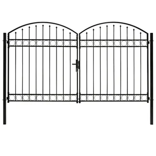 VidaXL Dwuskrzydłowa brama ogrodzeniowa z łukiem, stal, 300x200 cm 146341        VidaXL VidaXL - Akcesoria do ogrodzeń - miniaturka - grafika 1