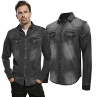 Odzież taktyczna i umundurowanie - Jeansowa koszula z długim rękawem BRANDIT Riley - czarna XXL - miniaturka - grafika 1