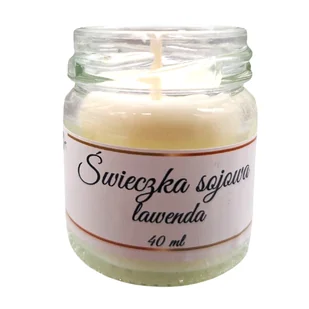 Świeczka Sojowa Lawendowa 40 ml Ręcznie Robiona w Szklanym Słoiczku - Świece - miniaturka - grafika 1