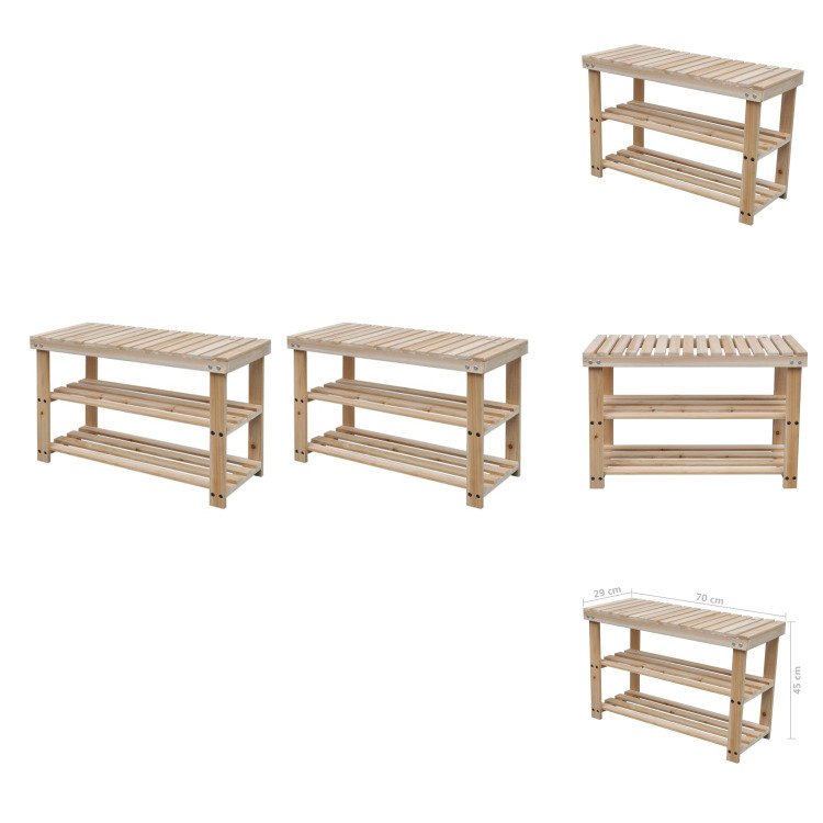 vidaXL Ławka na buty 2 w 1 2 szt. Lite drewno jodłowe - Stojaki i szafki na buty