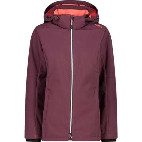 CMP damska kurtka Softshell z odpinanym kapturem, Burgundy, 52