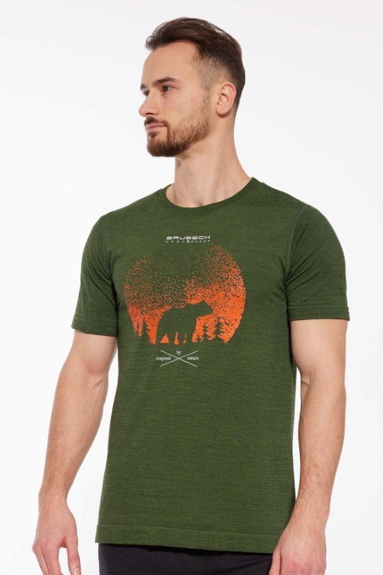 Koszulka męska z krótkim rękawem wełniana Brubeck OUTDOOR WOOL PRO