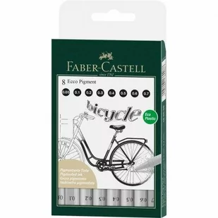 Faber-Castell Faber Castell Pigment liner Ecco Pigment, czarna, 8er etui - Kredki, ołówki, pastele i pisaki - miniaturka - grafika 1