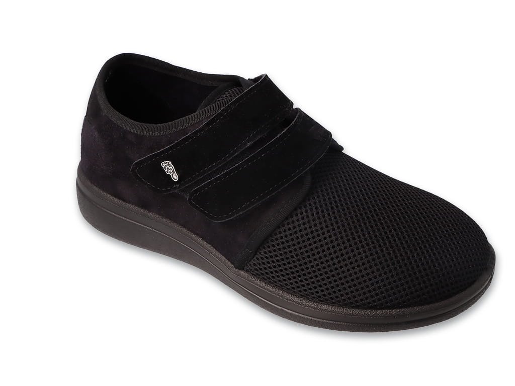 Półbuty męskie ortopedyczne Dr Orto 074M004 na rzepy szerokie czarne-47