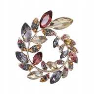 Broszki - PINETS broszka Wianek Liść Cyrkonie Kwiat Prezent - miniaturka - grafika 1
