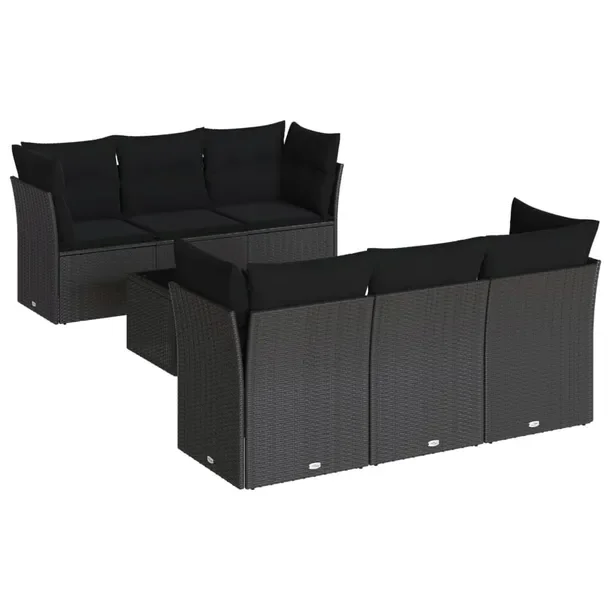 Zestaw mebli ogrodowych z rattanu PE, czarny, wymiary: 62 x 62 x 69 cm