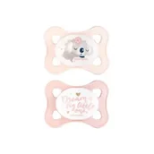 Smoczki uspokajające - Canpol Babies smoczek silikonowy symetryczny Mini 0-2m różowy 2 sztuki [23/910_pin] 1146917 - miniaturka - grafika 1