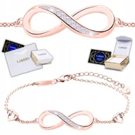 Bransoletki - Różowa Bransoletka z Nieskończonością Cyrkoniami Nieskończoność SREBRO 925 - miniaturka - grafika 1