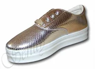 Trampki damskie - Creepersy 1622 skóra węża silver gold r. 38 - miniaturka - grafika 1