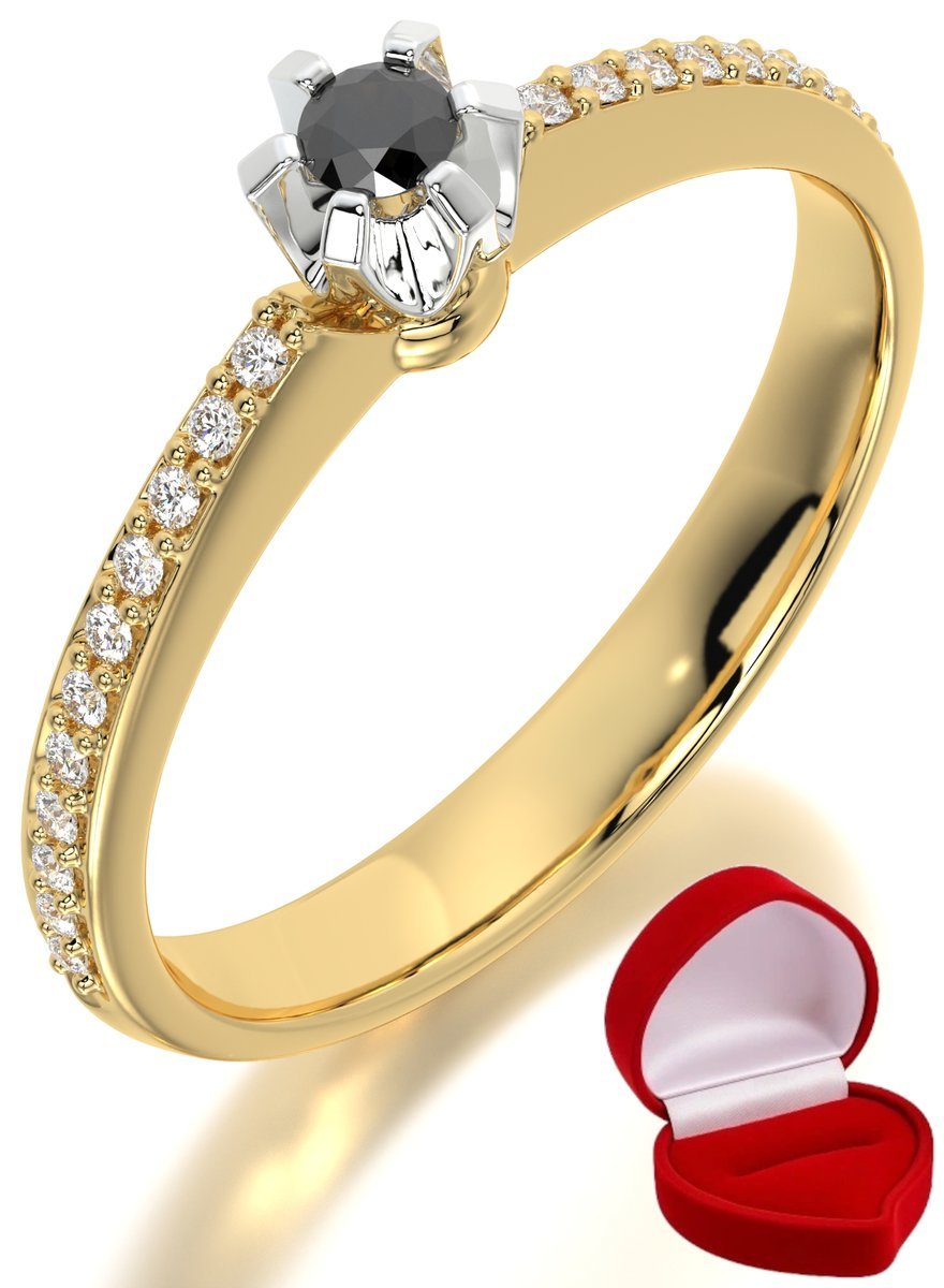 ZŁOTY PIERŚCIONEK ZARĘCZYNOWY 585 14k DIAMENT LAB BRYLANT 0,06 ct R9