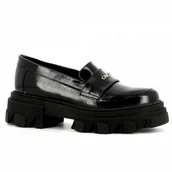 Mokasyny damskie - Czarne mokasyny na platformie CARINII - Carinii - miniaturka - grafika 1