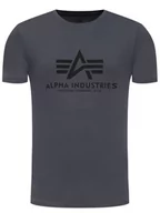 Koszulki męskie - Alpha Industries T-Shirt Basic 100501 Szary Regular Fit - miniaturka - grafika 1