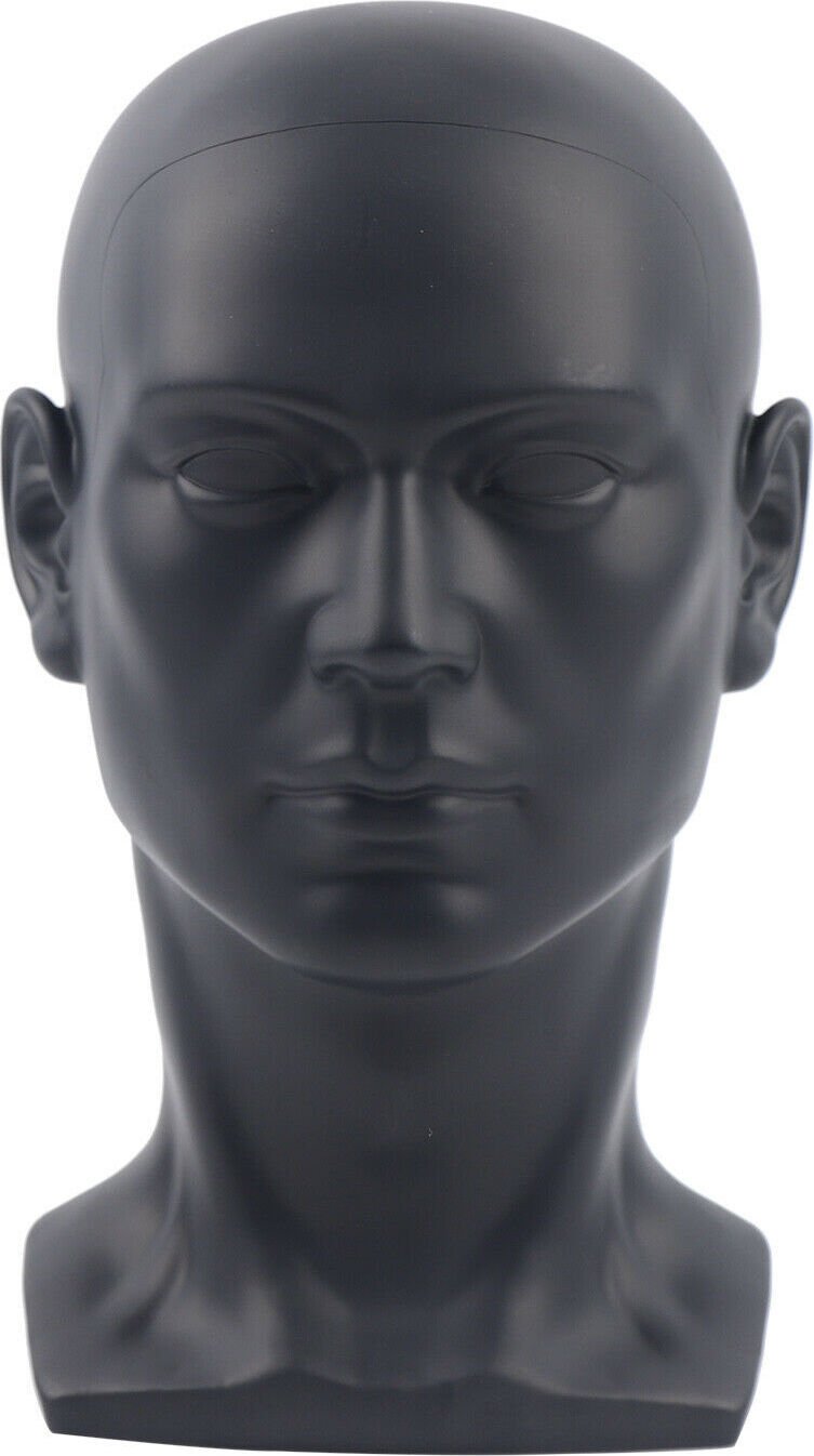 Męska głowa modela 50cm PVC wolnostojąca peruka głowa dekoracja głowa manekin głowa kapelusz stojak okulary peruki manekiny (czarny matowy)