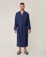 Szlafroki damskie - Szlafrok męski muślinowy granatowy - miniaturka - grafika 1