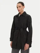 Płaszcze damskie - Geox Trencz W5520N T3111 F9000 Czarny Regular Fit - miniaturka - grafika 1