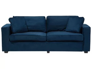 Beliani Sofa trzyosobowa welur ciemnoniebieska FALUN - Sofy i kanapy - miniaturka - grafika 1