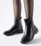 Botki damskie - Czarne botki z ozdobną niebieską nitką Nereo-36 - miniaturka - grafika 1