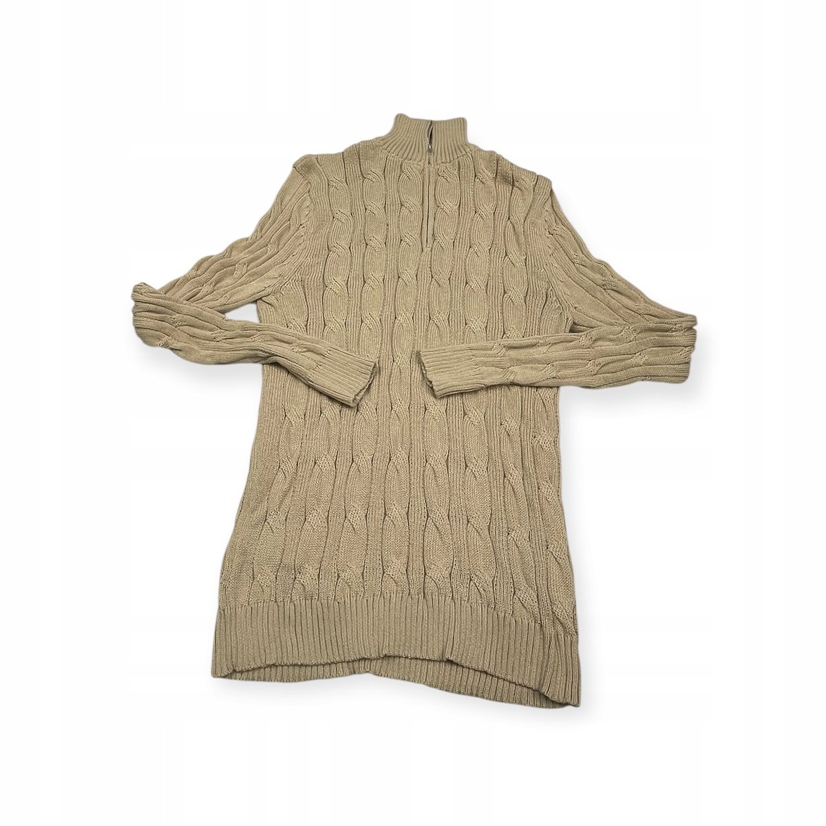 Męski Sweter z Półgolfem Styl Old Money Splot Warkoczowy Rozmiar S