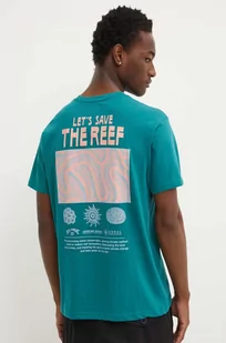 Billabong t-shirt bawełniany x Coral Gardeners męski kolor zielony z nadrukiem ABYZT02340 - Koszulki męskie - miniaturka - grafika 1