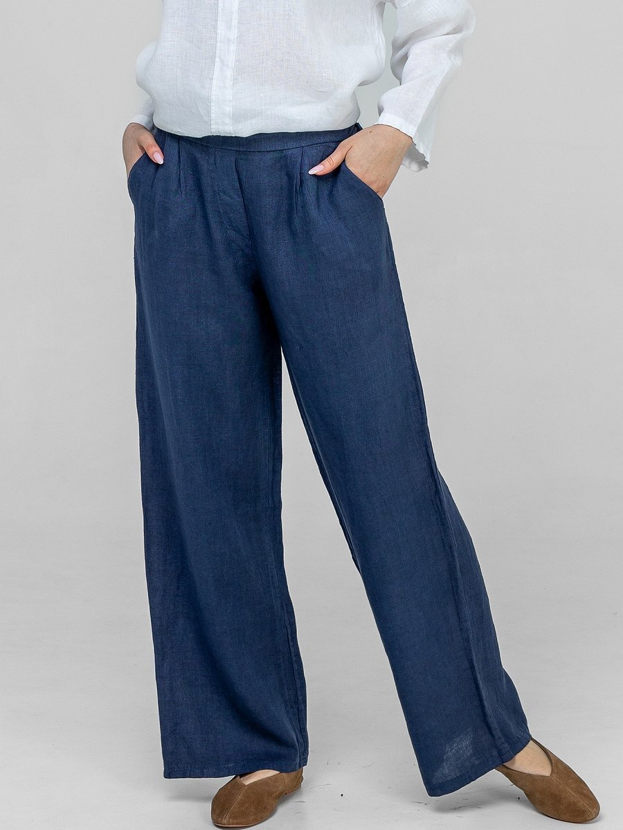 LNIANE SPODNIE DAMSKIE TYPU WIDE LEG