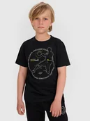 Koszulki dla chłopców - 4F T-shirt regular z nadrukiem chłopięcy - czarny 122 (6-7 lat) - miniaturka - grafika 1