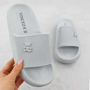 Klapki piankowe na basen plażę z misiem szare Vinceza 75210 - Klapki i japonki damskie - miniaturka - grafika 1