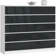 Komody - Fabryka Mebli Akord KOMODA K 140 cm 10 SZUFLAD BIAŁA / GRAFIT POŁYSK - miniaturka - grafika 1